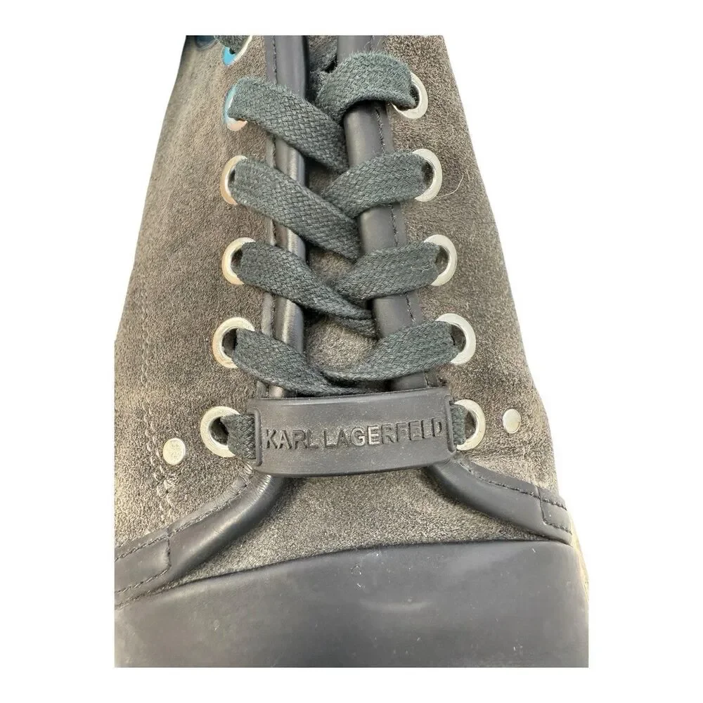 Karl Lagerfeld Paris Men's Lace Sneakers Low Top Shoes Suede Leather Size 10.5